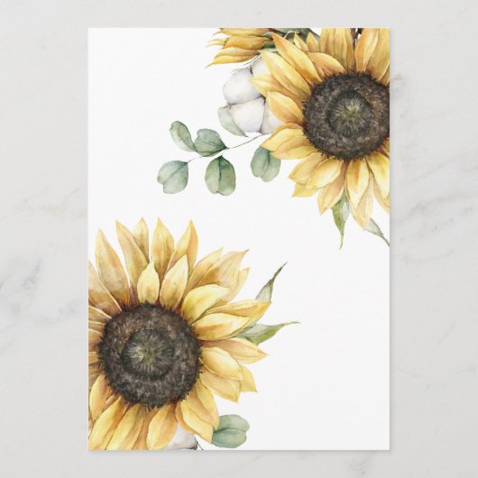 Sunflower Floral Wedding Itinerary with Icons Programmakaart (Achterkant)