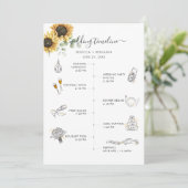 Sunflower Floral Wedding Itinerary with Icons Programmakaart (Staand voorkant)