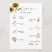 Sunflower Floral Wedding Itinerary with Icons Programmakaart (Voorkant)