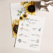 Sunflower Floral Wedding Itinerary with Icons Programmakaart