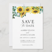Sunflower Floral Wedding Save the Date Kaart (Voorkant)