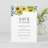 Sunflower Floral Wedding Save the Date Kaart (Staand voorkant)