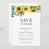 Sunflower Floral Wedding Save the Date Kaart (Voorkant / Achterkant)