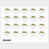 Sunflower Floral Wedding Thank You Favor Ronde Sticker (Vel)