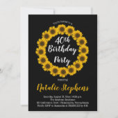 Sunflower Floral Wreath Birthday Party Invitation Kaart (Voorkant)
