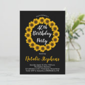 Sunflower Floral Wreath Birthday Party Invitation Kaart (Staand voorkant)