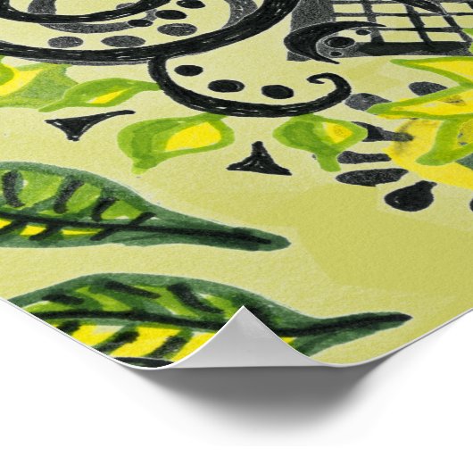 Sunflower Folk Art Pattern Poster (Hoek)