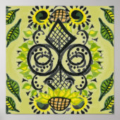 Sunflower Folk Art Pattern Poster (Voorkant)