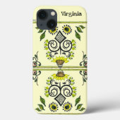 Sunflower Folk Pattern and your name Case-Mate iPhone Case (Achterkant)