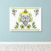 Sunflower Folk Pattern Canvas Afdruk (Insitu (Houten vloer))