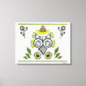 Sunflower Folk Pattern Canvas Afdruk (Voorkant)