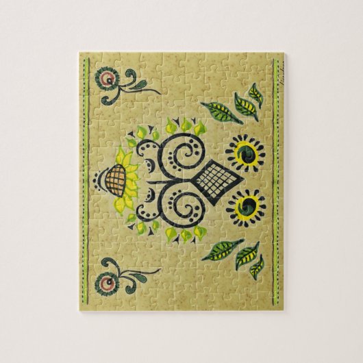 Sunflower Folk Pattern Legpuzzel (Verticaal)