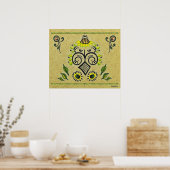 Sunflower Folk Pattern Poster (Keuken)