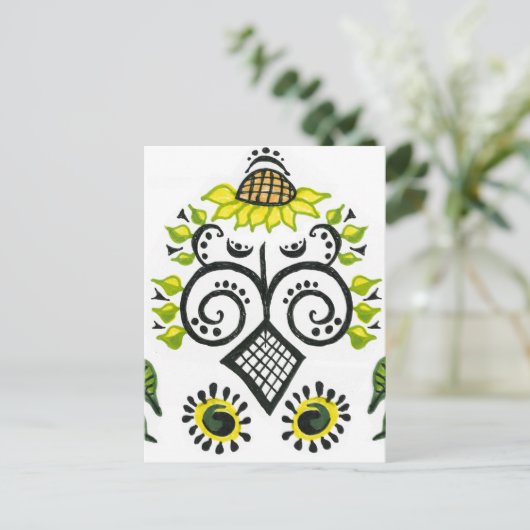 Sunflower Folk Pattern van Alexandra Cook Briefkaart (Staand voorkant)