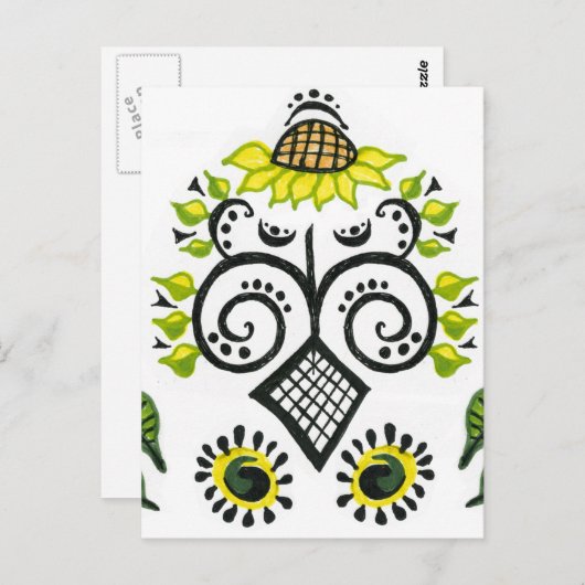 Sunflower Folk Pattern van Alexandra Cook Briefkaart (Voorkant / Achterkant)