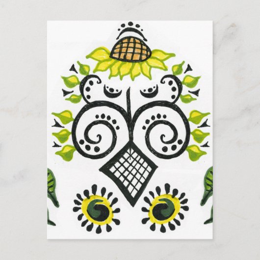Sunflower Folk Pattern van Alexandra Cook Briefkaart (Voorkant)