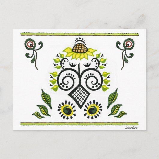 Sunflower Folk Pattern van Alexandra Cook Briefkaart (Voorkant)