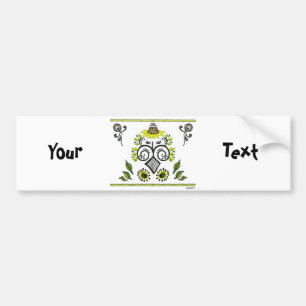 Sunflower Folk Pattern van Alexandra Cook Bumpersticker