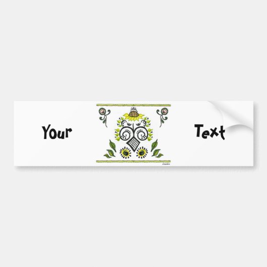 Sunflower Folk Pattern van Alexandra Cook Bumpersticker (Voorkant)