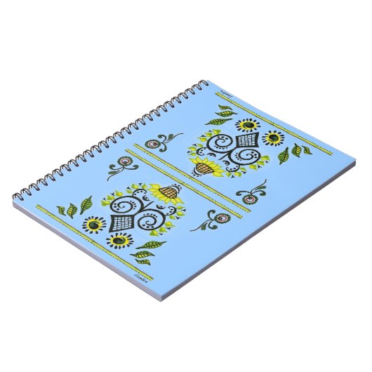 Sunflower Folk Pattern van Alexandra Cook Notitieboek (Linkerzijde)