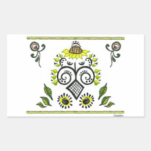 Sunflower Folk Pattern van Alexandra Cook Rechthoekige Sticker