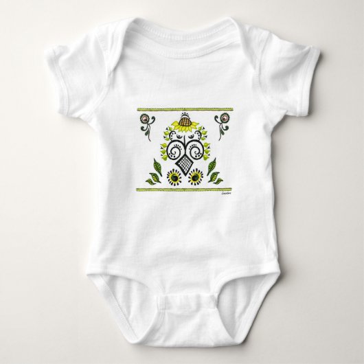 Sunflower Folk Pattern van Alexandra Cook Romper (Voorkant)