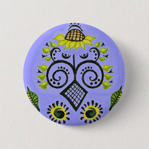Sunflower Folk Pattern van Alexandra Cook Ronde Button 5,7 Cm
