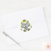 Sunflower Folk Pattern van Alexandra Cook Ronde Sticker (Envelop)