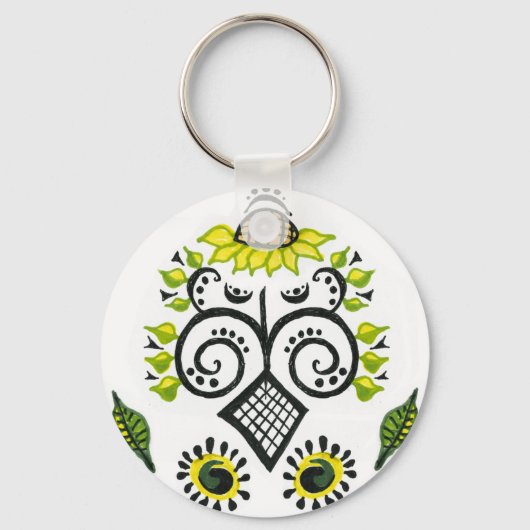 Sunflower Folk Pattern van Alexandra Cook Sleutelhanger (Voorkant)