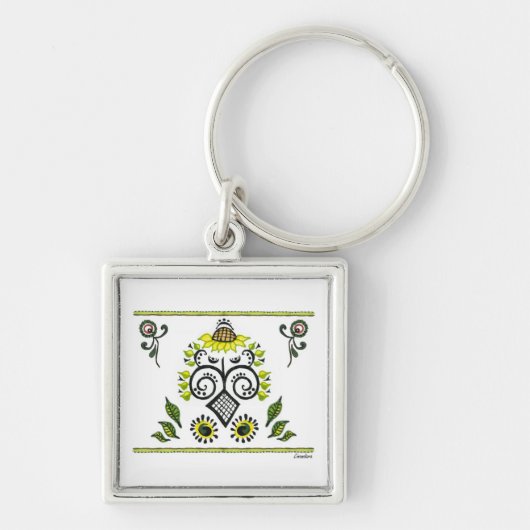 Sunflower Folk Pattern van Alexandra Cook Sleutelhanger (Voorkant)