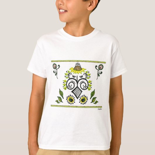 Sunflower Folk Pattern van Alexandra Cook T-shirt (Voorkant)