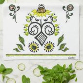 Sunflower Folk Pattern van Alexandra Cook Theedoek (Gevouwen)