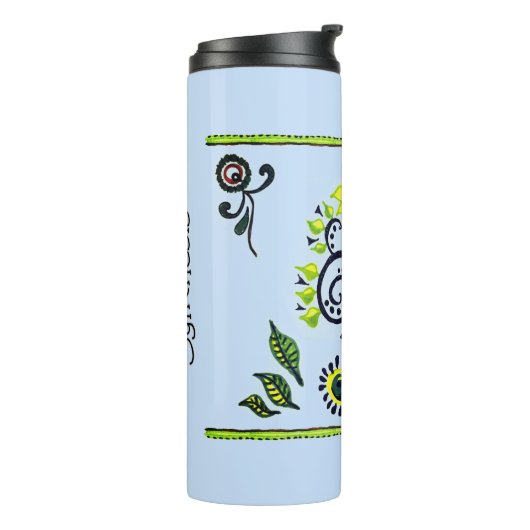 Sunflower Folk Pattern van Alexandra Cook Thermosbeker (Gedraaid links)