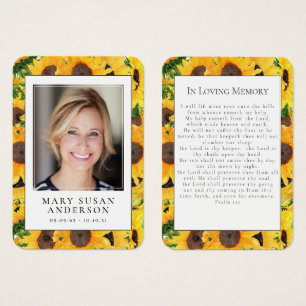 Sunflower Foto Funeral Floral Prayer Kaart