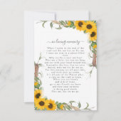 Sunflower Foto Funeral Memorial Poem Kaart (Achterkant)