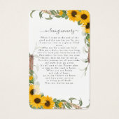 Sunflower Foto Funeral Memorial Poem Kaart (Achterkant)