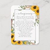 Sunflower Foto Funeral Memorial Poem Kaart Visitekaartje (Voorkant)