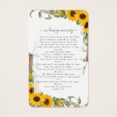 Sunflower Foto Funeral Memorial Prayer Kaart (Achterkant)