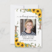 Sunflower Foto Funeral Memorial Prayer Kaart Notitiekaartje (Voorkant)