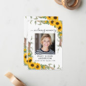 Sunflower Foto Funeral Memorial Prayer Kaart Notitiekaartje (Voorkant / Achterkant in situ)