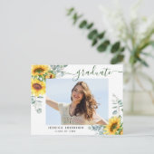 Sunflower FOTO Graduation Party Invitation Briefkaart (Staand voorkant)