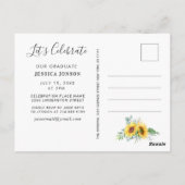 Sunflower FOTO Graduation Party Invitation Briefkaart (Achterkant)