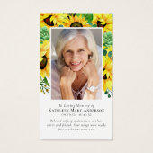 Sunflower Foto Memorial Prayer Kaart (Voorkant)