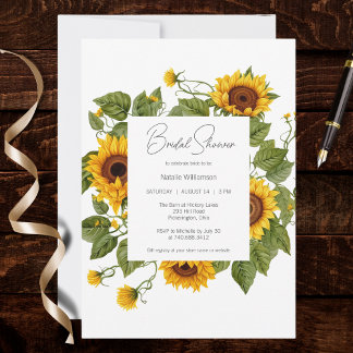 Sunflower Frame Bridal Shower  Kaart
