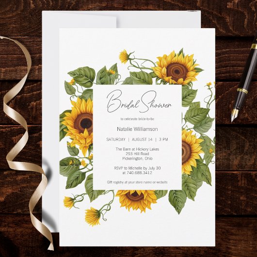 Sunflower Frame Bridal Shower  Kaart