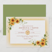 Sunflower Frame Wedding  Invitation Kaart (Voorkant / Achterkant)