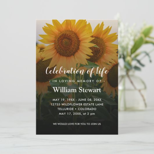 Sunflower Funeral | Florale viering van het leven Kaart (Staand voorkant)