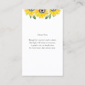 Sunflower Funeral Prayer Kaart Visitekaartje (Achterkant)