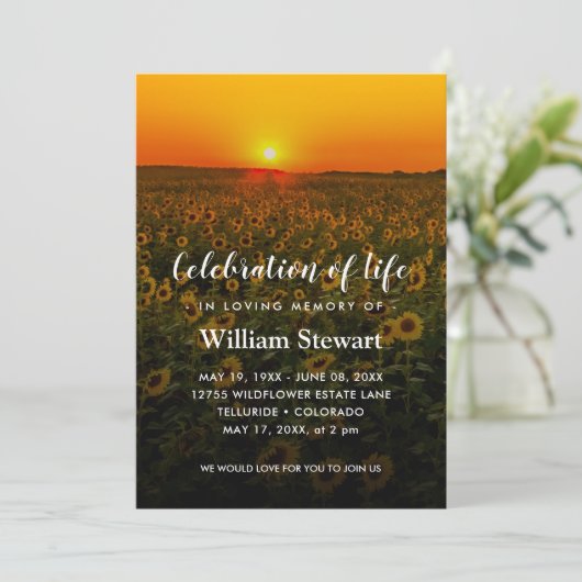 Sunflower Funeral | Zonnegeviering van het leven Kaart (Staand voorkant)