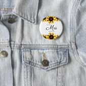 Sunflower Future Mrs Yellow White Wedding Ronde Button 5,7 Cm (In situ)